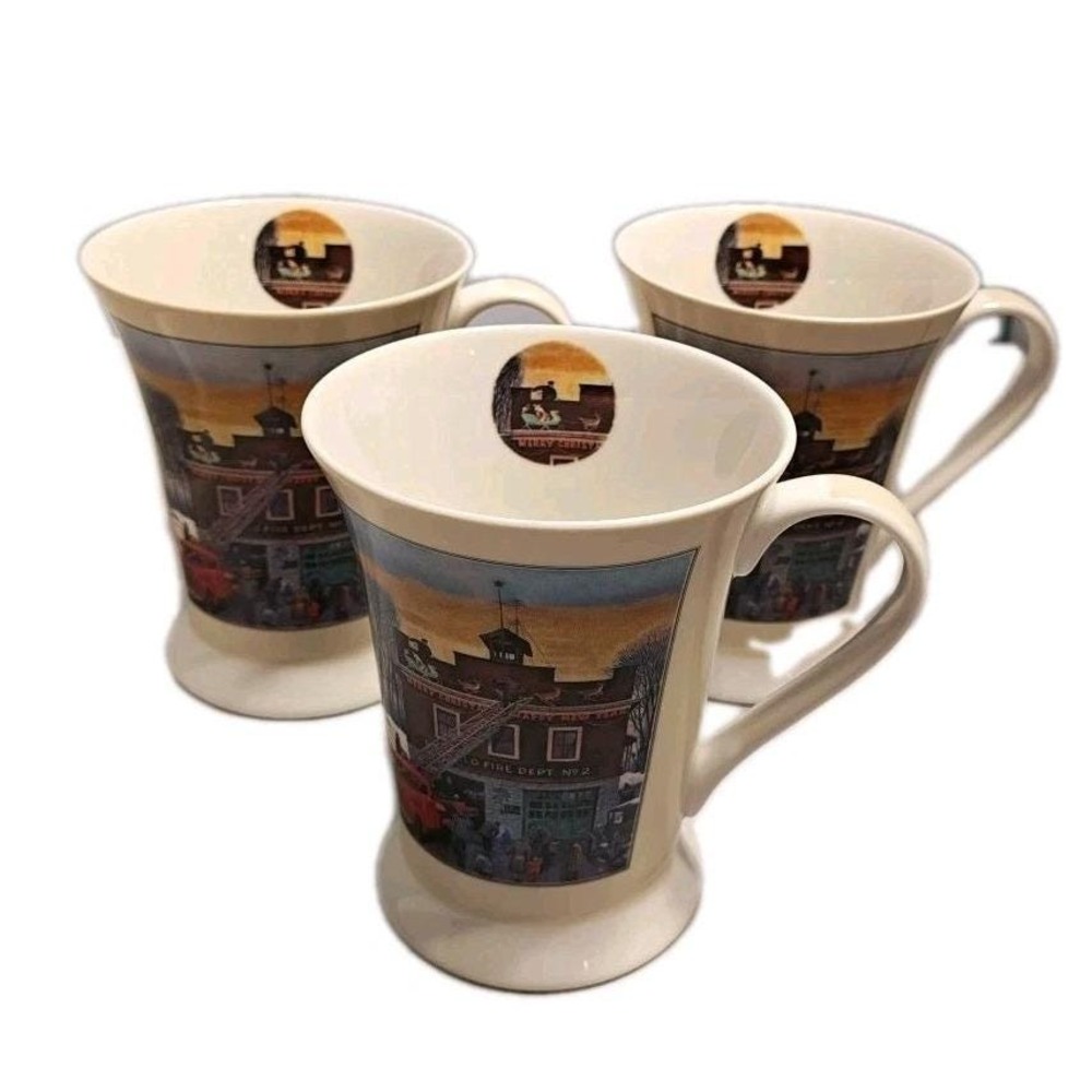 Pimpernel Christmas at the Fire House Mugs Set of 3 Portmeirion Fine China 8153
